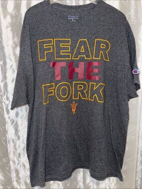 Champion Arizona State Sun Devils ’FEAR THE FORK' Gray Shirt Men’s Size XL 🔥 G2